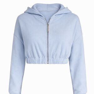Cropped Meshki Light Baby Blue Zip Hoodie